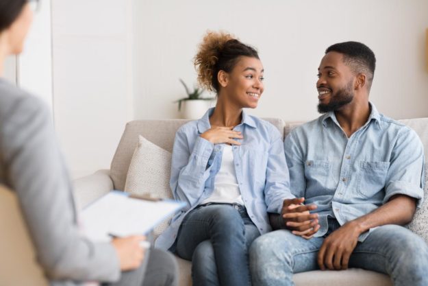 Reconnect With Couples Therapy a pair talking with a counseling in couples therapy fort worth